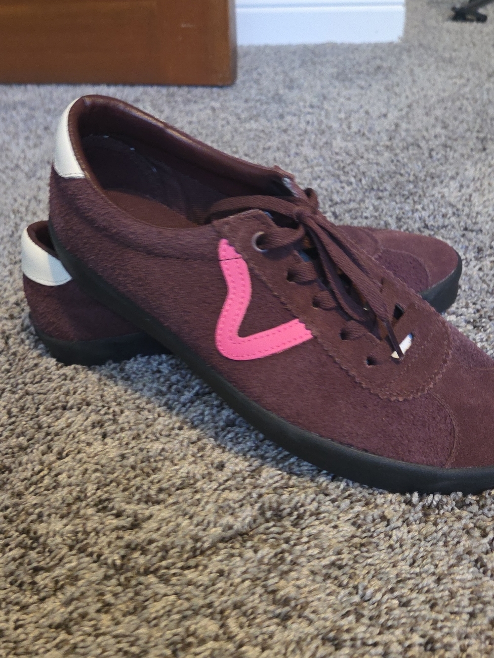 Vans Women's Plum Suede Lace-Up Sneakers with Pink Accent